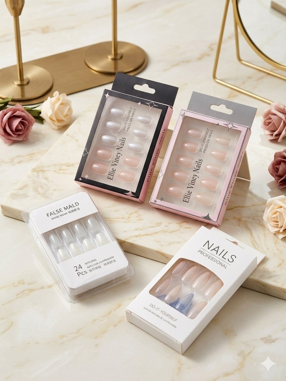 Elegant Nude Press-On Nails Set — Soft Pink Nude